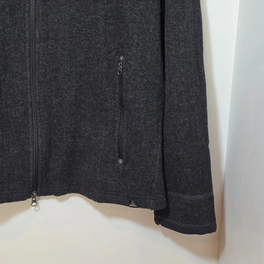 Prana Men’s Barclay Full Zip Wool Blend Sweater Charcoal Size XL